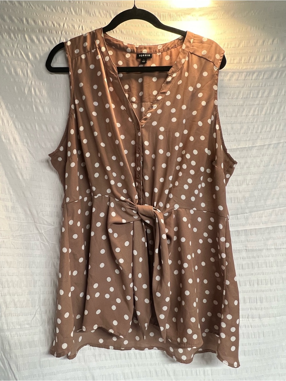 Torrid Peplum Georgette Burton and tie front blouse